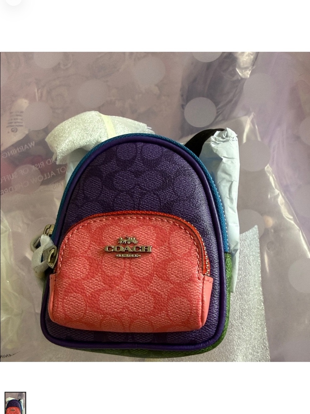 Coach Kids Mini Backpack Crossbody in Purple and Coral